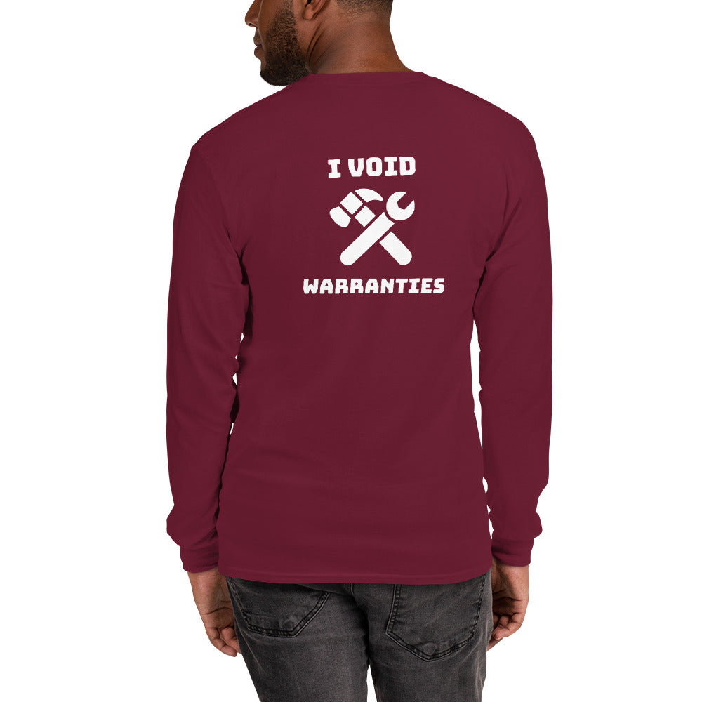 I void warranties - Men’s Long Sleeve Shirt (white text) by DarkByteGear