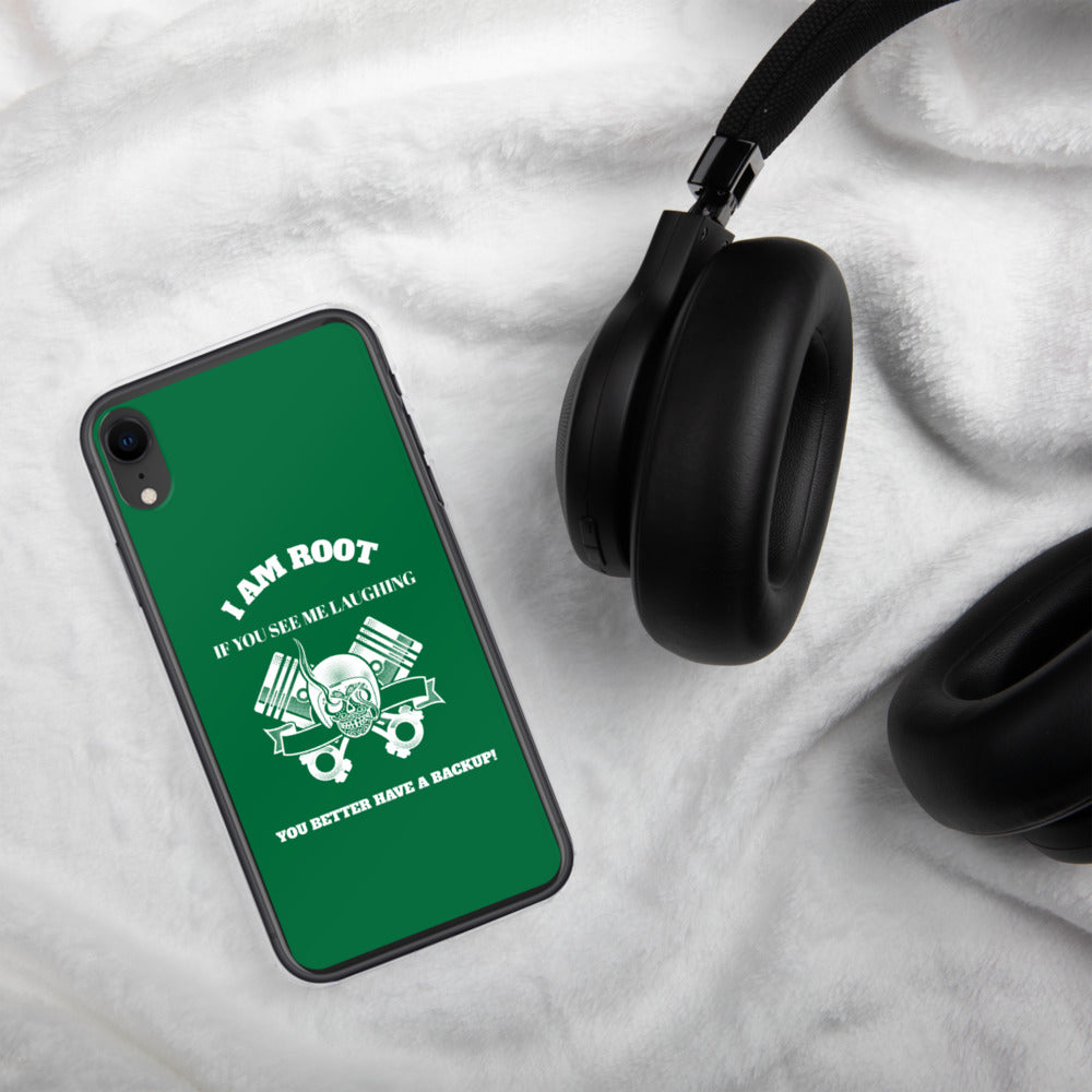 I Am Root If You See Me Laughing You Better Have A Backup - iPhone Case (green) by DarkByteGear