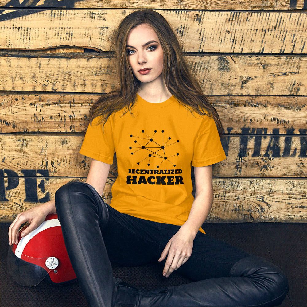 Decentralized Hacker - Short-Sleeve Unisex T-Shirt (black text) by DarkByteGear