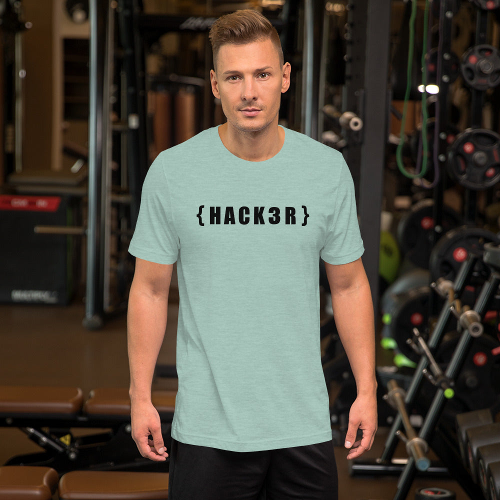 {HACKзR} Short-Sleeve Unisex T-Shirt (black text) by DarkByteGear
