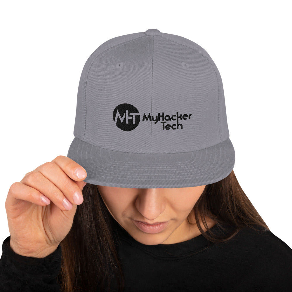 MyHackerTech - Snapback Hat (black text) by DarkByteGear