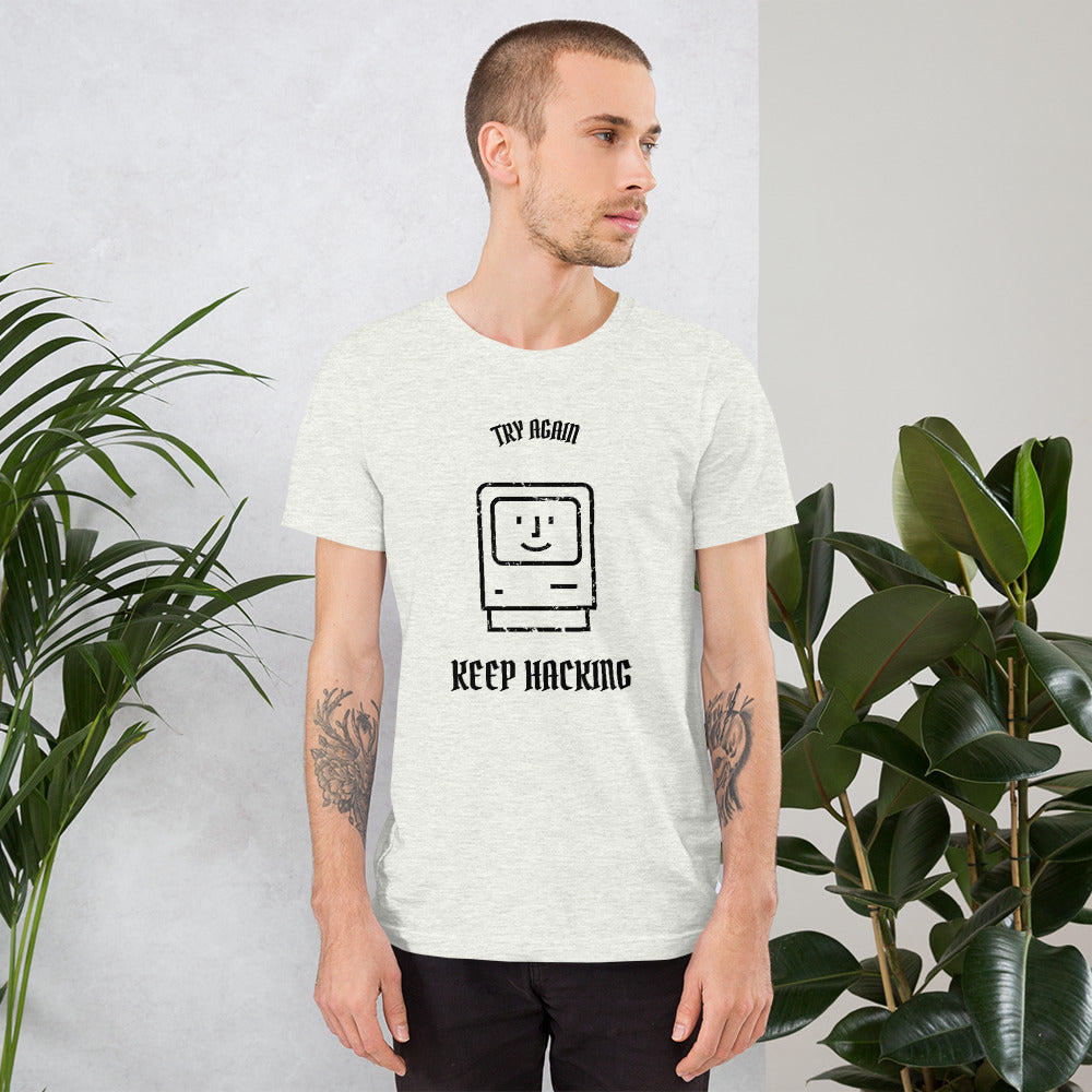 Keep hacking - Short-Sleeve Unisex T-Shirt (black text) by DarkByteGear