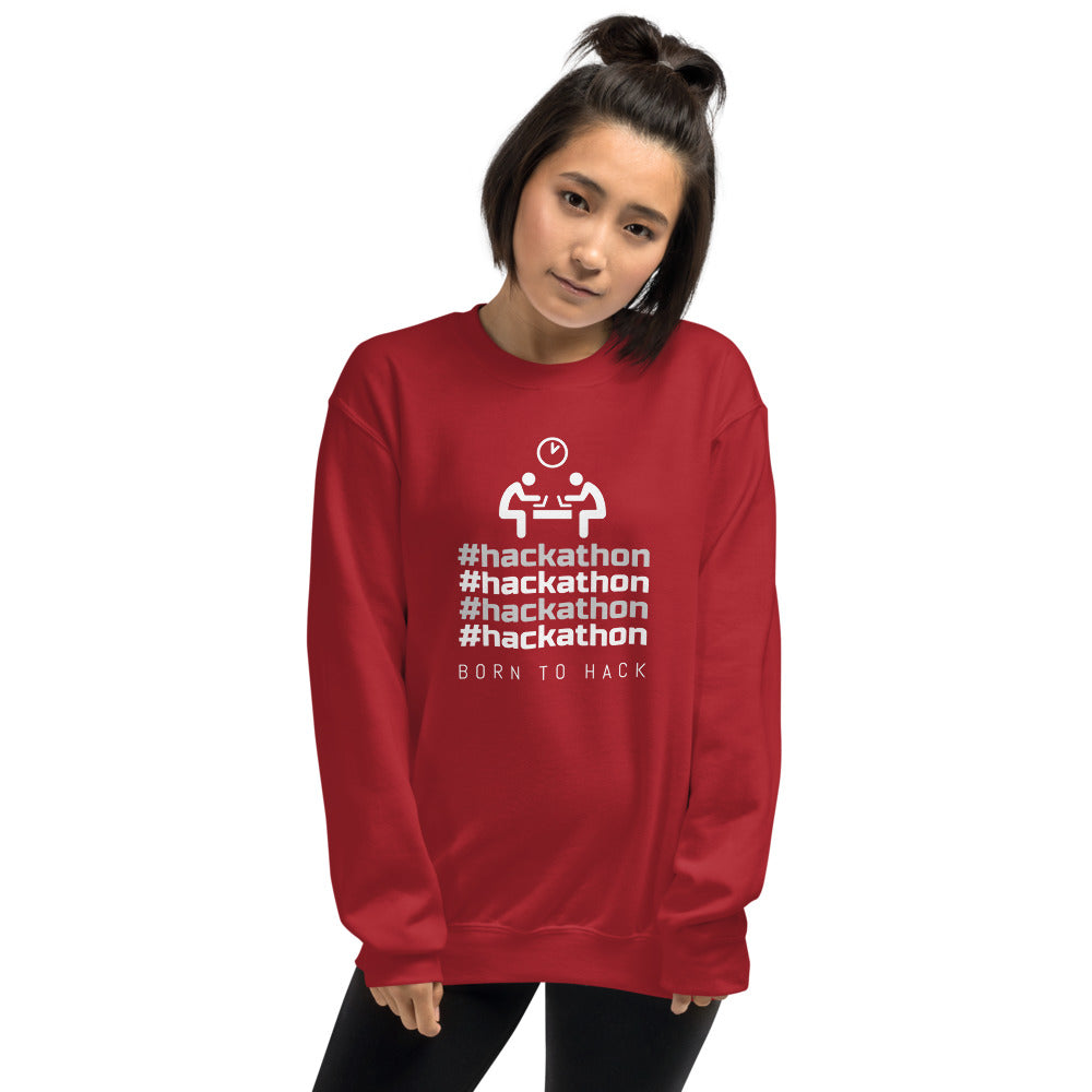 #hackathon - Unisex Sweatshirt (white text) by DarkByteGear