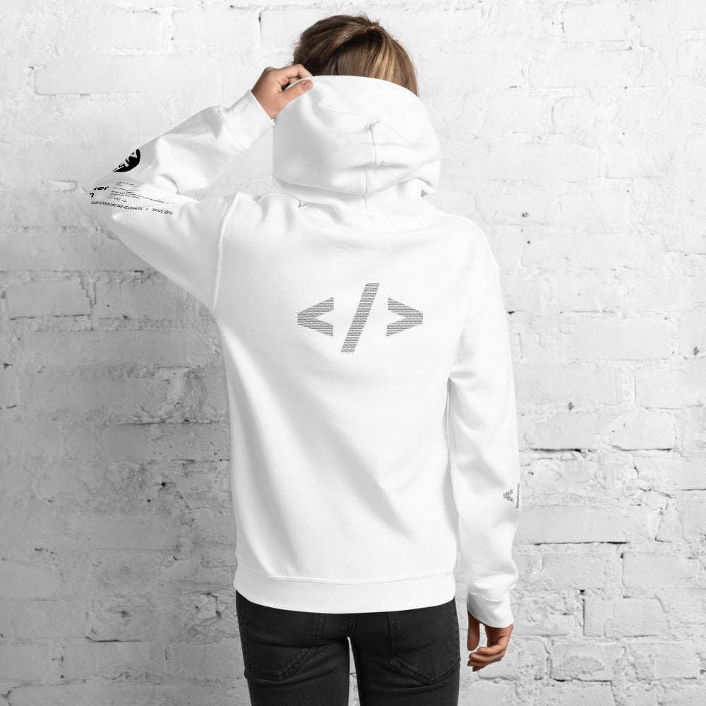 Culture of code in ASCII characters - Unisex Hoodie (black text) by DarkByteGear