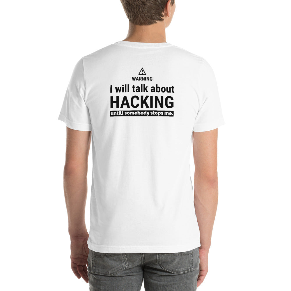 I will talk about HACKING - Short-Sleeve Unisex T-Shirt (black text) by DarkByteGear