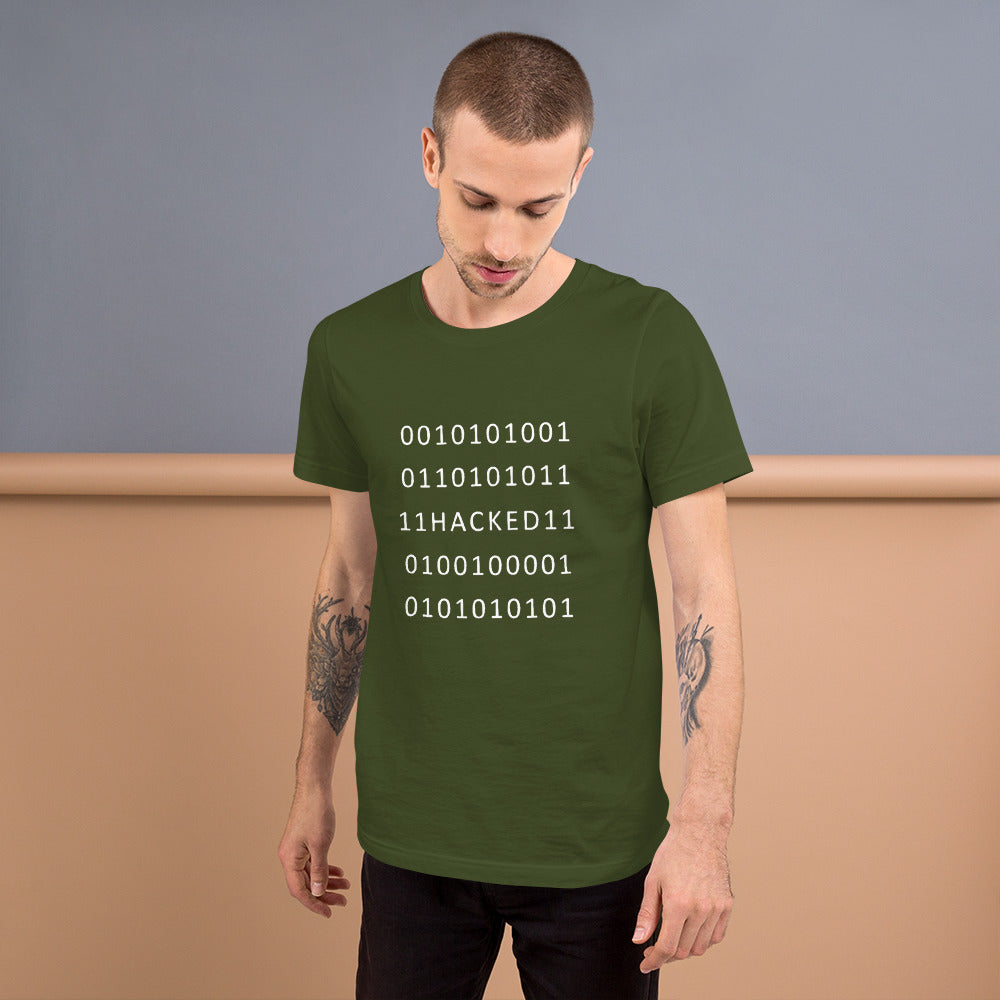 Hacked - Short-Sleeve Unisex T-Shirt (white text) by DarkByteGear