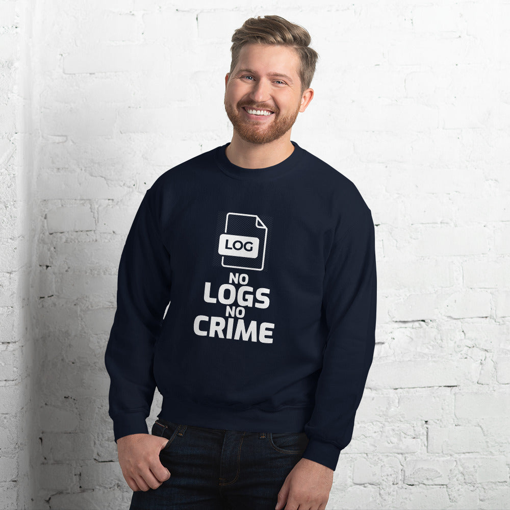No logs no crime - Unisex Sweatshirt (white text) by DarkByteGear