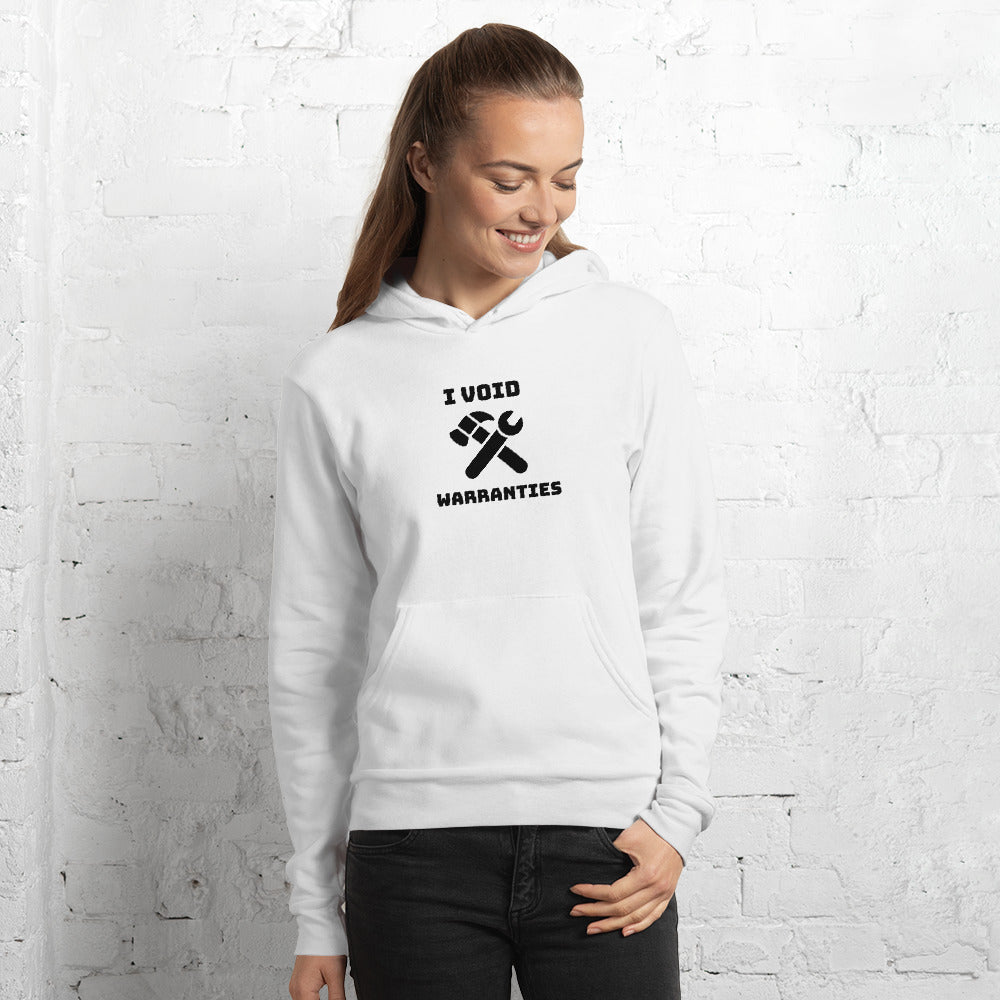 I void warranties - Unisex hoodie (black text) by DarkByteGear