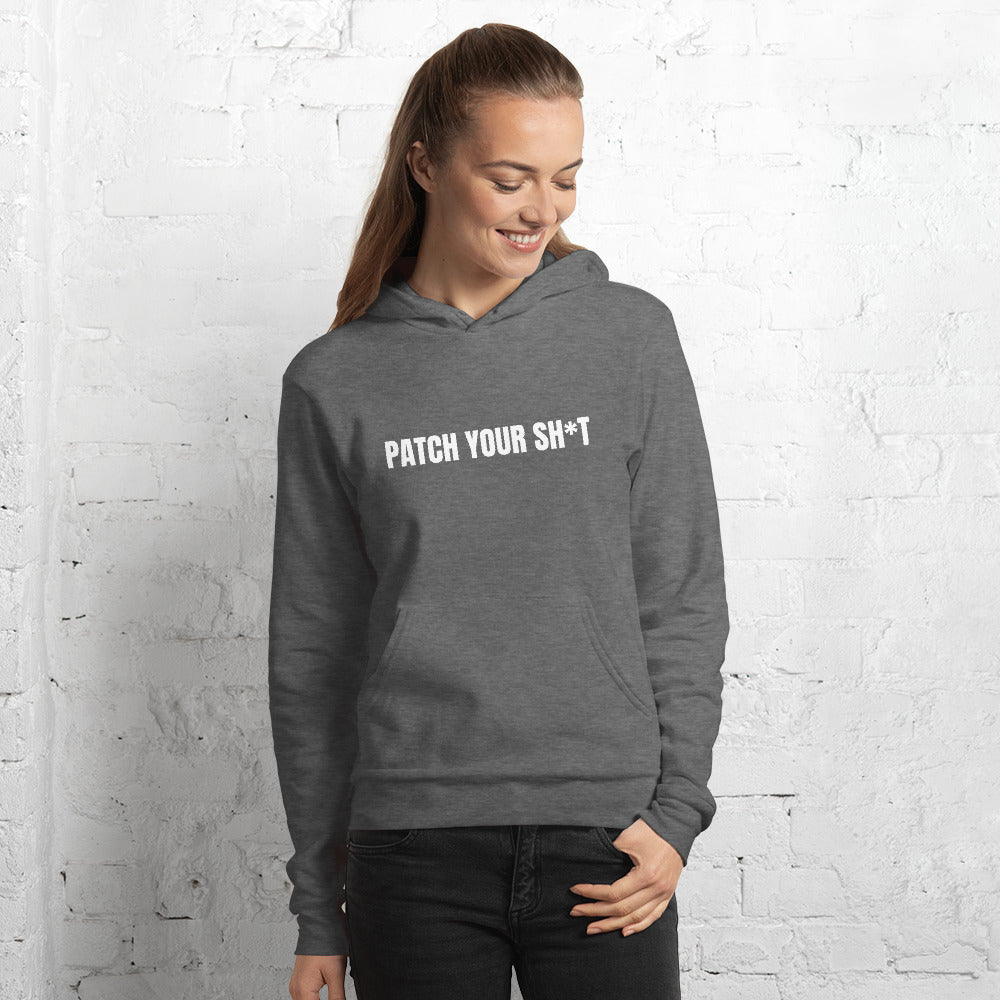 PATCH YOUR SH*T - Unisex hoodie (white text) by DarkByteGear