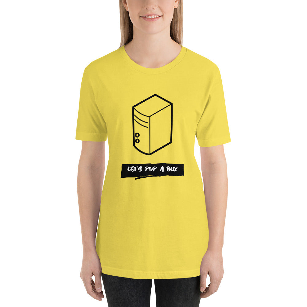 Let's pop a box - Short-Sleeve Unisex T-Shirt (black text) by DarkByteGear