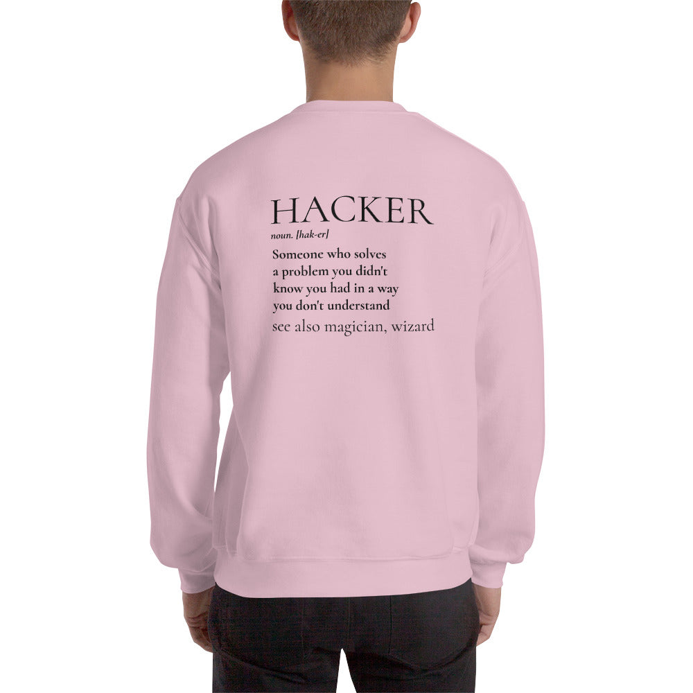 HACKER noun. [hak-er] - Unisex Sweatshirt (black text) by DarkByteGear