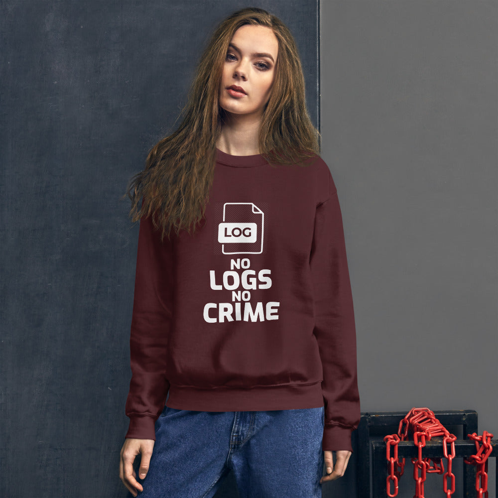 No logs no crime - Unisex Sweatshirt (white text) by DarkByteGear