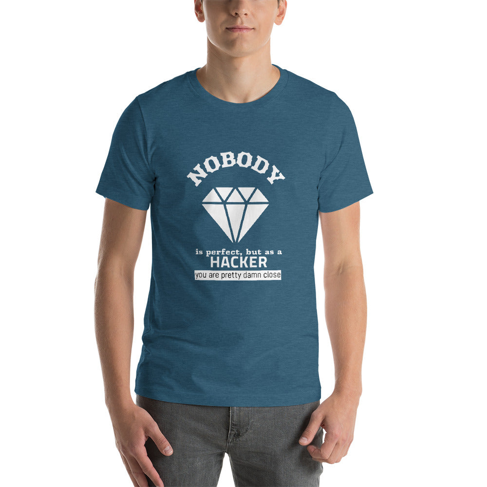 Nobody is perfect but as a hacker you are pretty damn close - Short-Sleeve Unisex T-Shirt by DarkByteGear