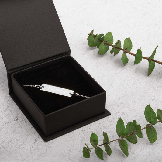 Hacker - Engraved Silver Bar Chain Bracelet ( outlined) by DarkByteGear