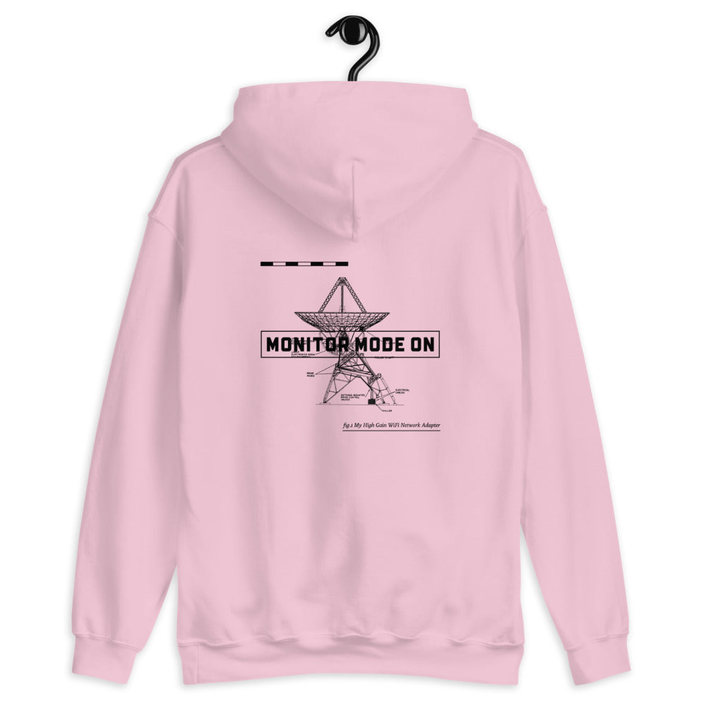 Monitor mode ON - Unisex Hoodie (black text) by DarkByteGear