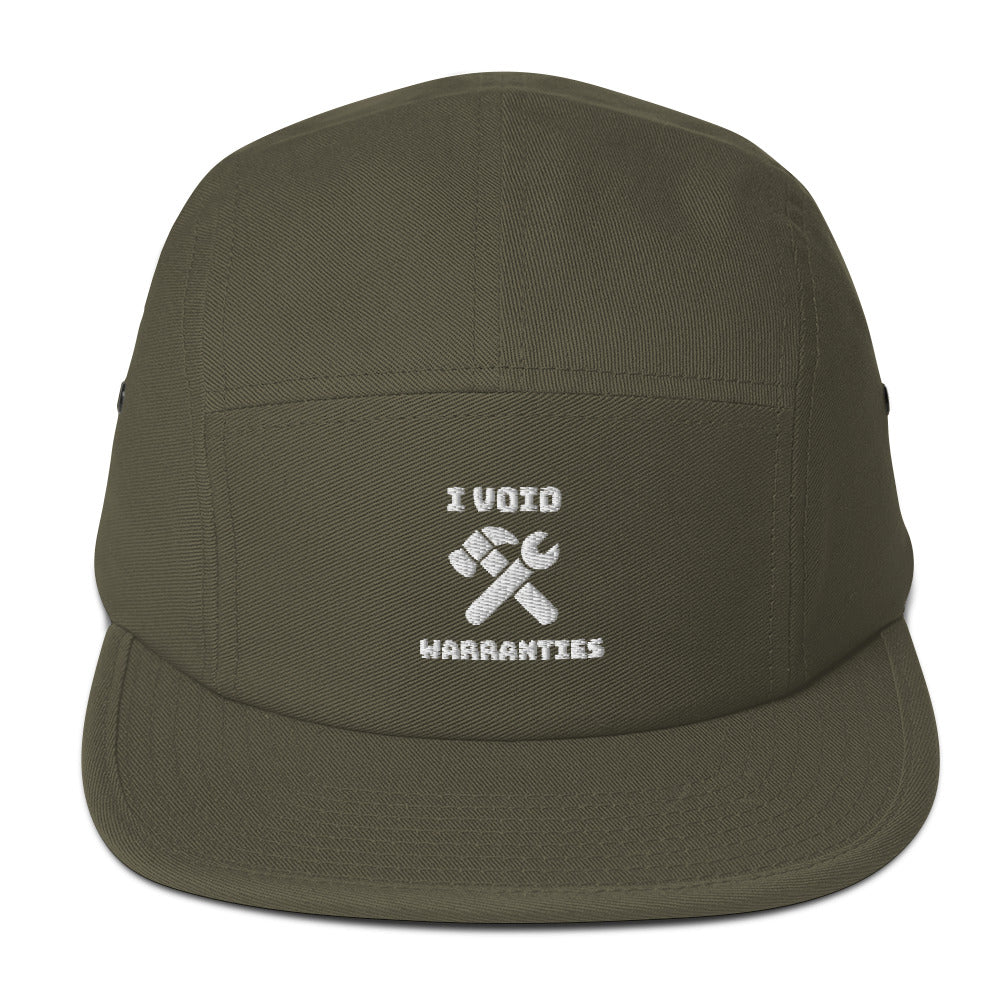I void warranties - Five Panel Cap (white text) by DarkByteGear