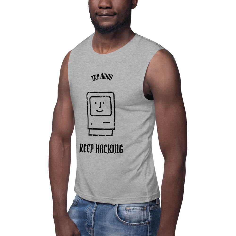 Keep hacking - Muscle Shirt (black text) by DarkByteGear