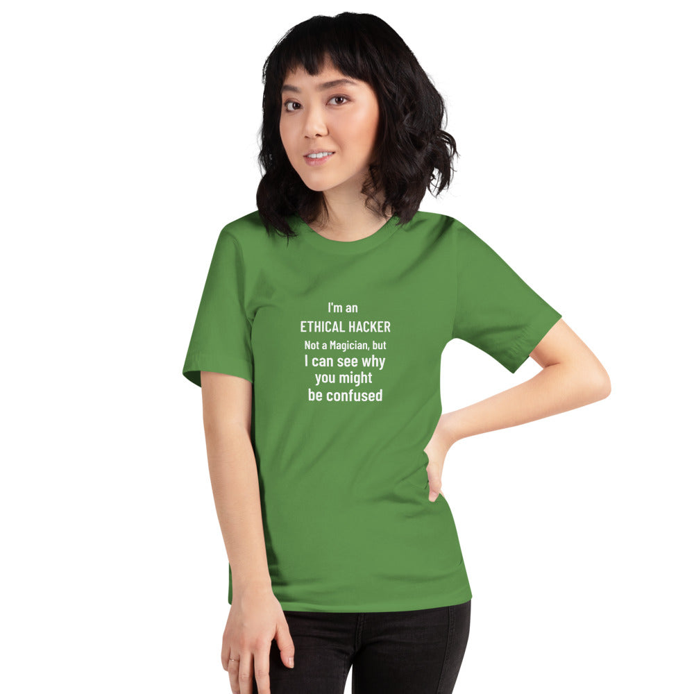 I'm an ethical hacker - Short-Sleeve Unisex T-Shirt (white text) by DarkByteGear