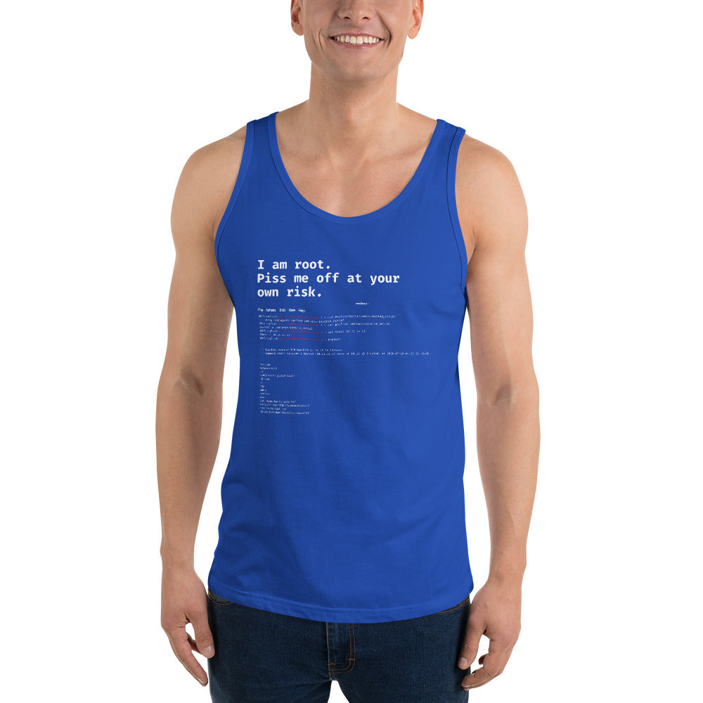 I am root. Piss me off at your own risk - Unisex Tank Top by DarkByteGear