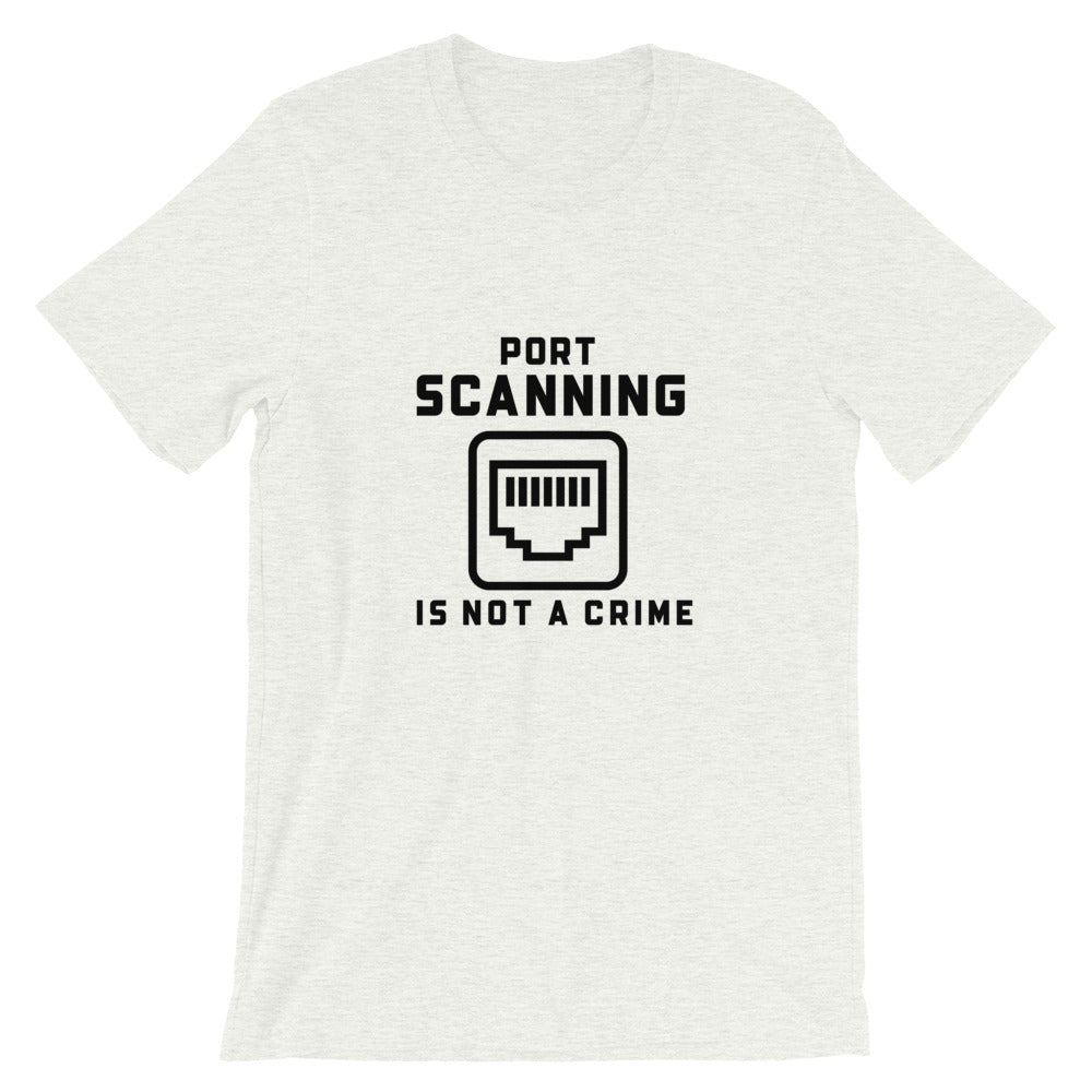Port Scanning is not a crime - Short-Sleeve Unisex T-Shirt (black text) by DarkByteGear