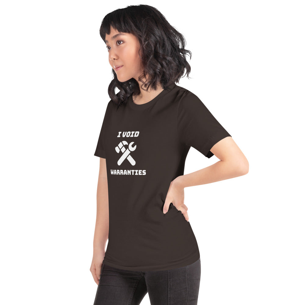 I void warranties - Short-Sleeve Unisex T-Shirt (white text) by DarkByteGear
