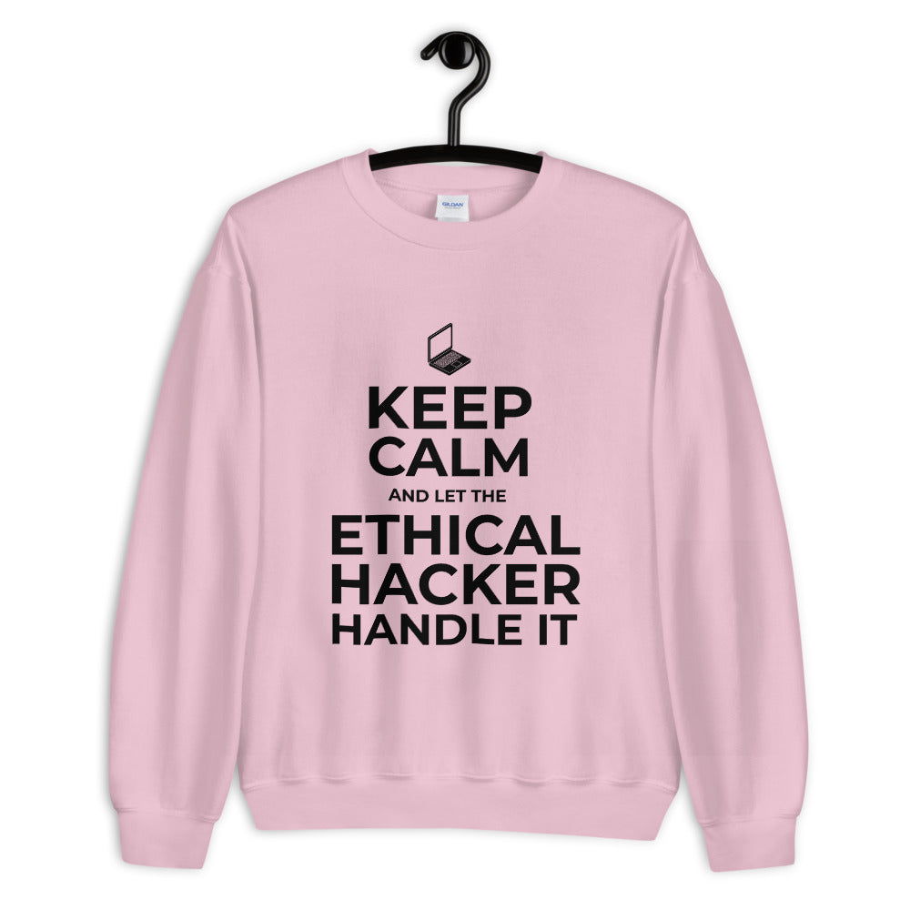 Keep Calm and let the ethical hacker handle it - Unisex Sweatshirt (black text) by DarkByteGear