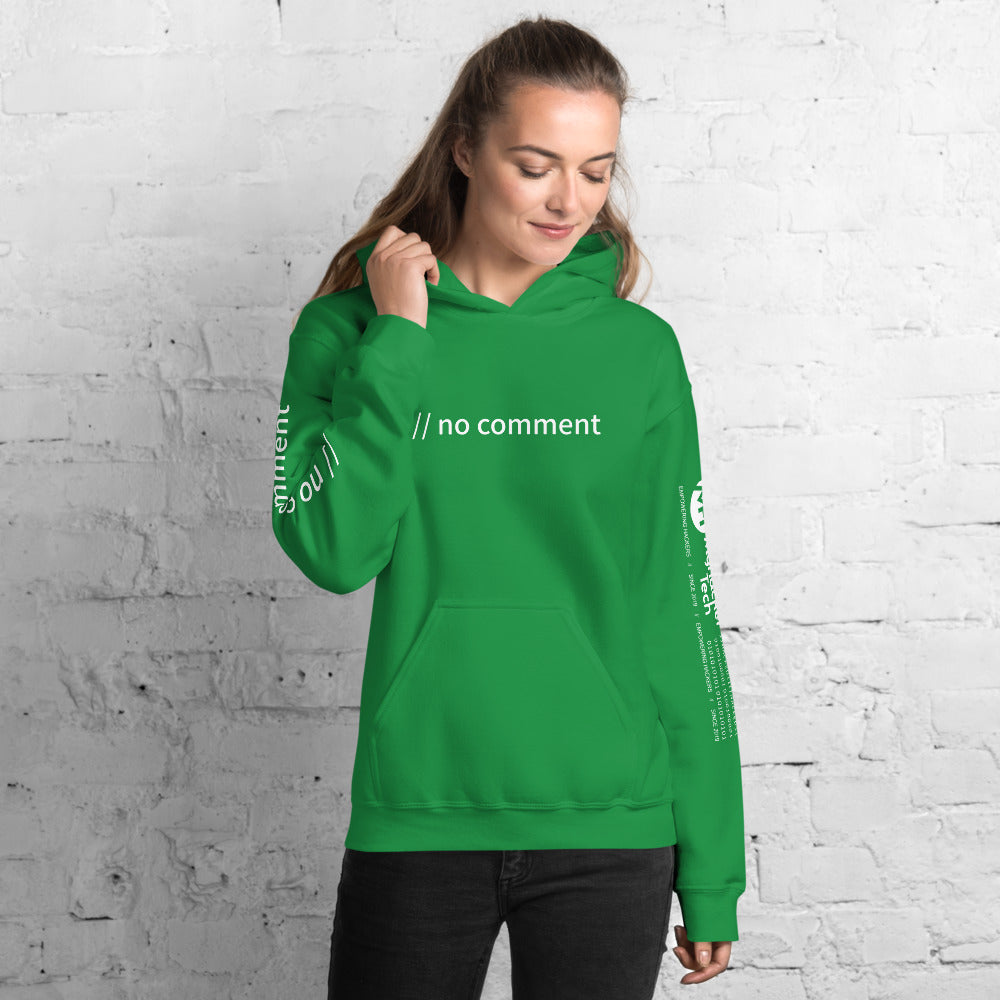 // no comment - Unisex Hoodie ( with sleeve and front designs ) by DarkByteGear