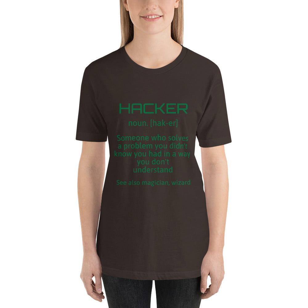 Hacker - Short-Sleeve Unisex T-Shirt (green text) by DarkByteGear