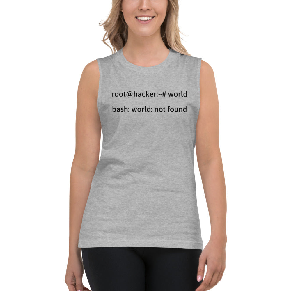 Linux Tweaks - world not found - Muscle Shirt (black text) by DarkByteGear