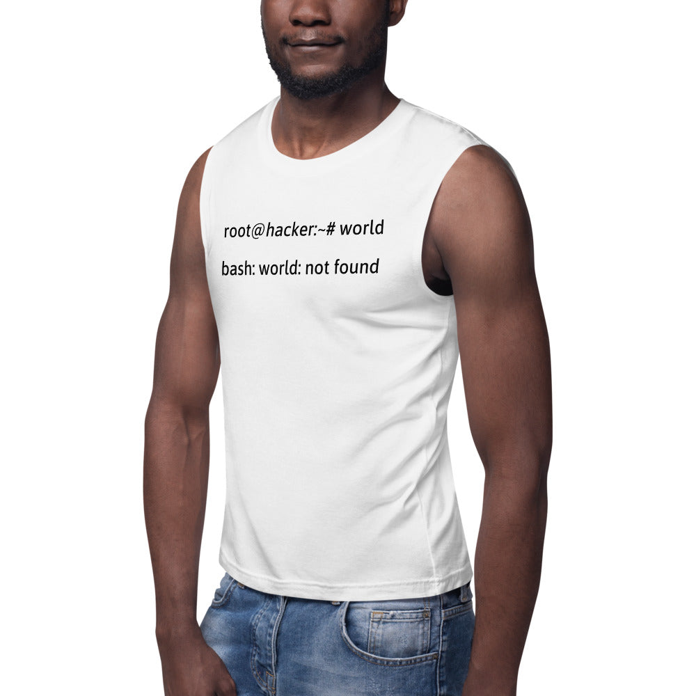 Linux Tweaks - world not found - Muscle Shirt (black text) by DarkByteGear