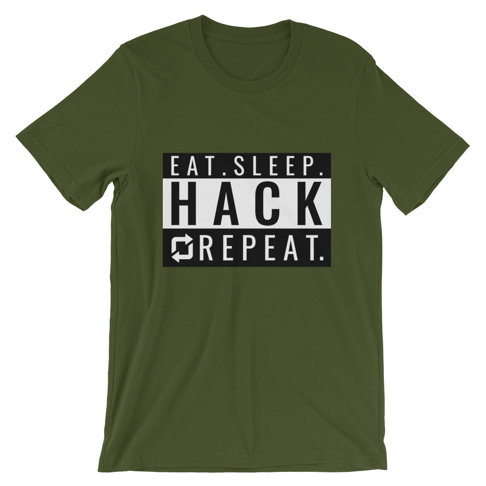 Eat seep hack repeat - Short-Sleeve Unisex T-Shirt (back) by DarkByteGear