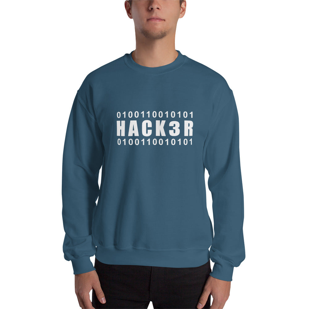 0100110010101 Hack3r - Sweatshirt (white text) by DarkByteGear