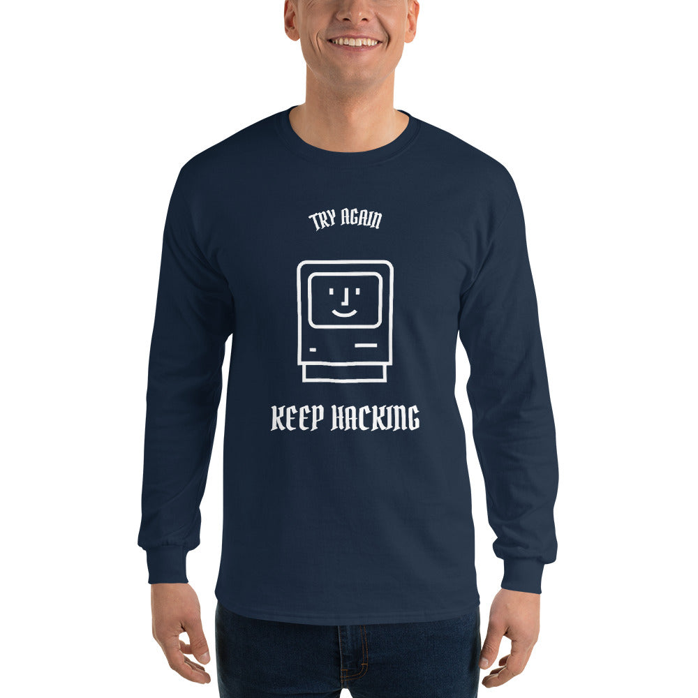 Keep hacking - Long Sleeve T-Shirt (white text) by DarkByteGear