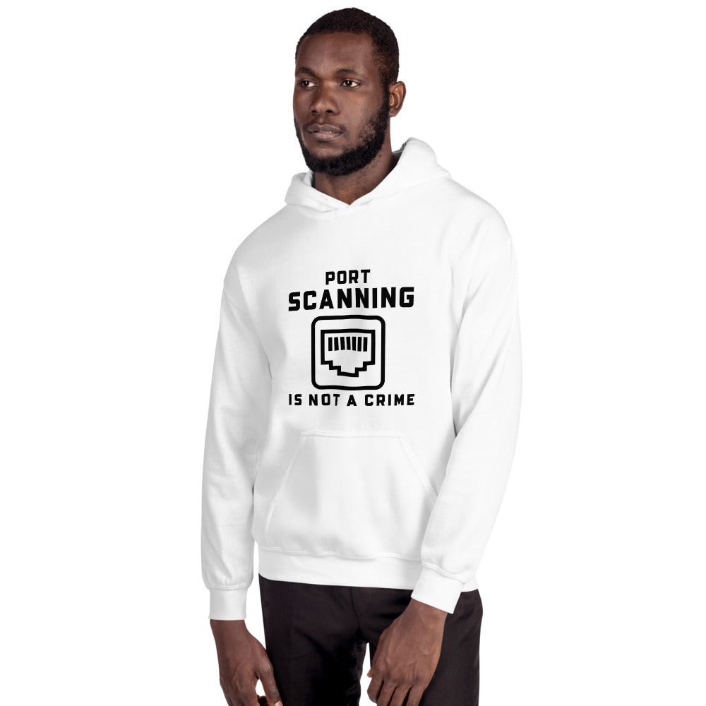 Port Scanning is not a crime - Unisex Hoodie (black text) by DarkByteGear