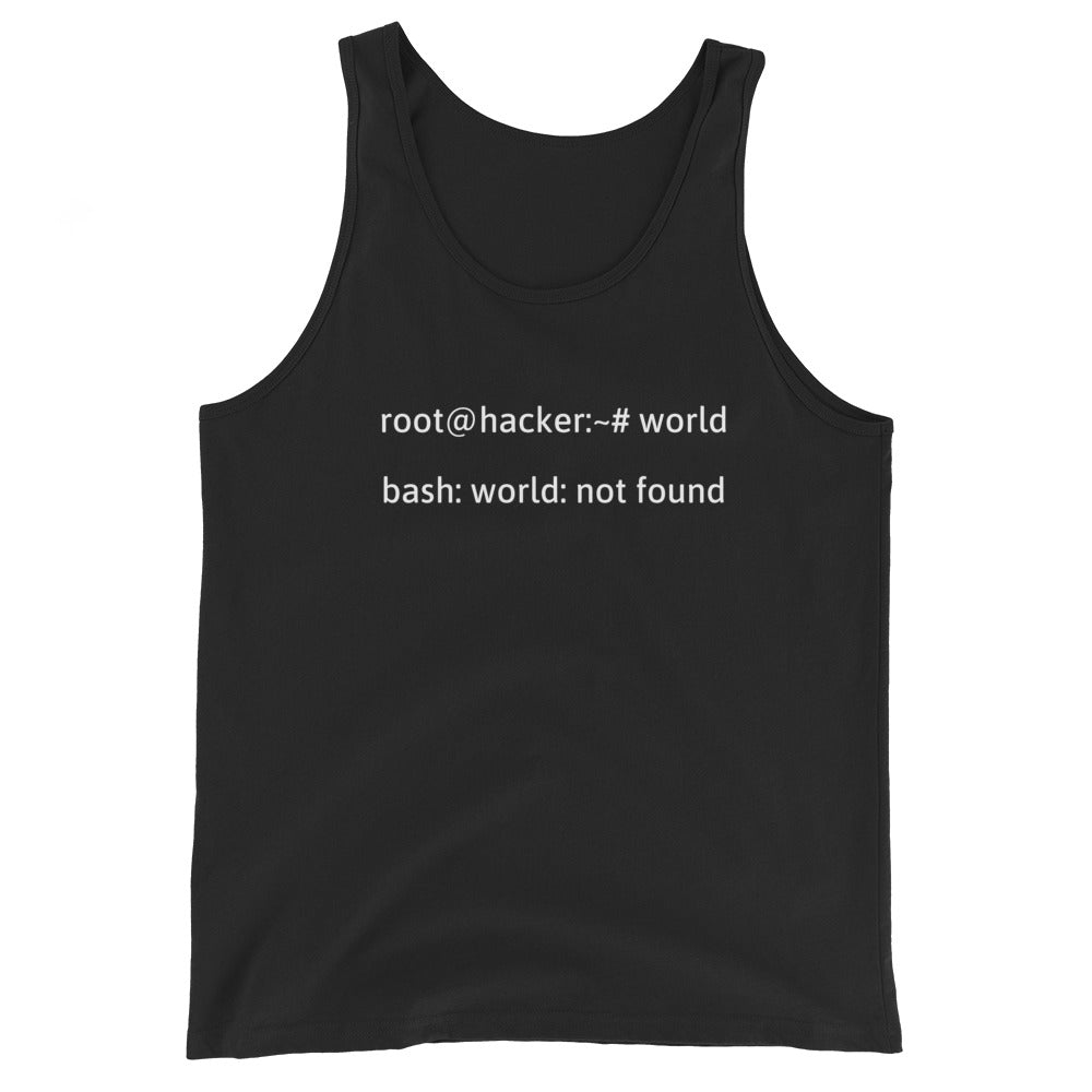Linux Tweaks - world not found - Unisex Tank Top (white text) by DarkByteGear