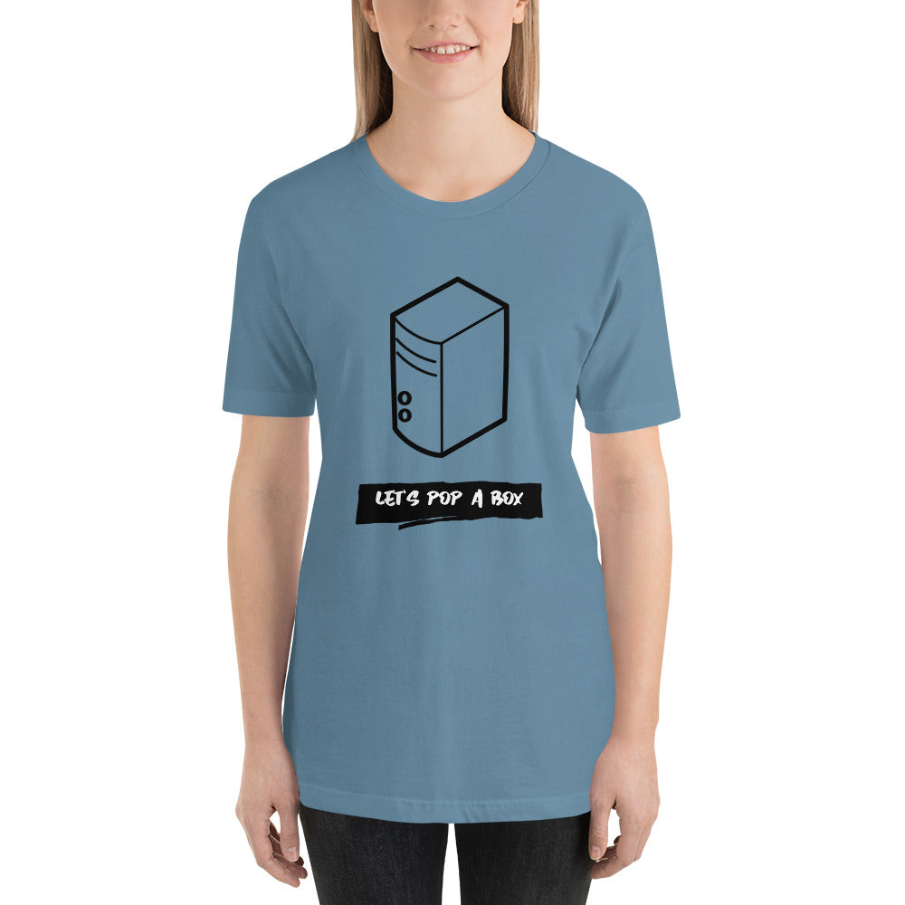 Let's pop a box - Short-Sleeve Unisex T-Shirt (black text) by DarkByteGear