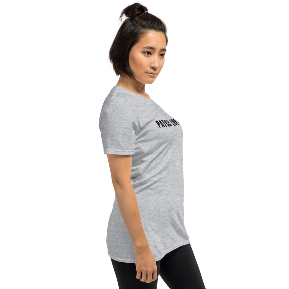 PATCH YOUR SH*T - Short-Sleeve Unisex T-Shirt ( black text) by DarkByteGear