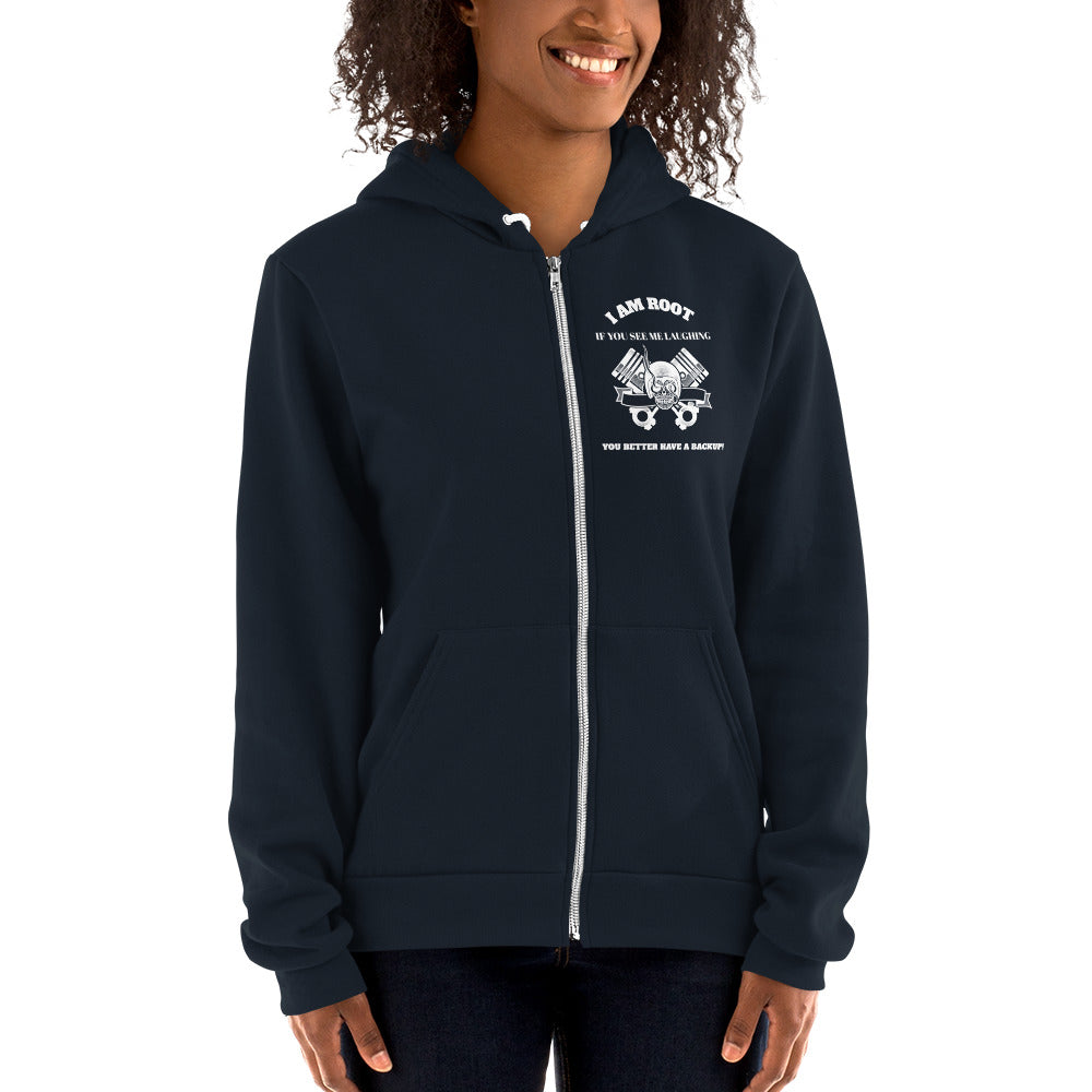 I Am Root If You See Me Laughing You Better Have A Backup - Hoodie sweater (white text) by DarkByteGear