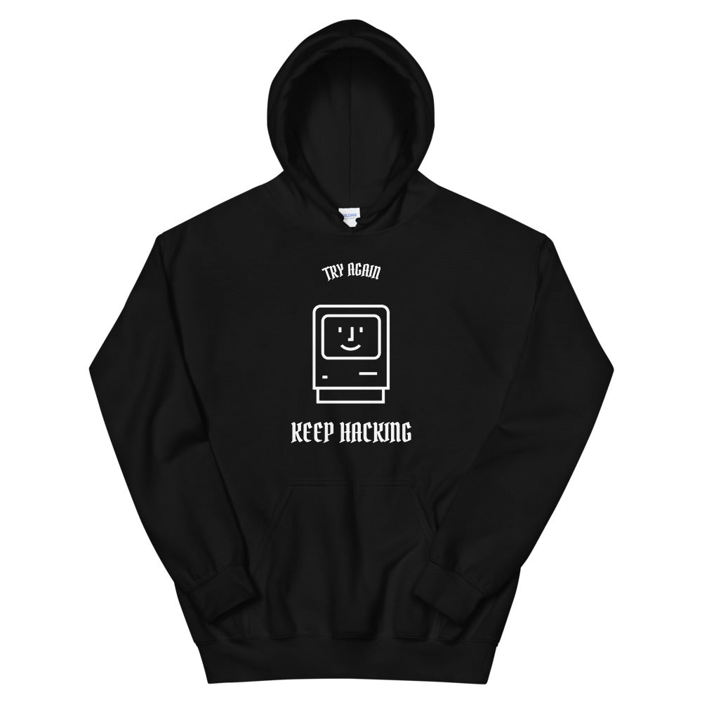 Keep hacking - Hooded Sweatshirt (white text) by DarkByteGear