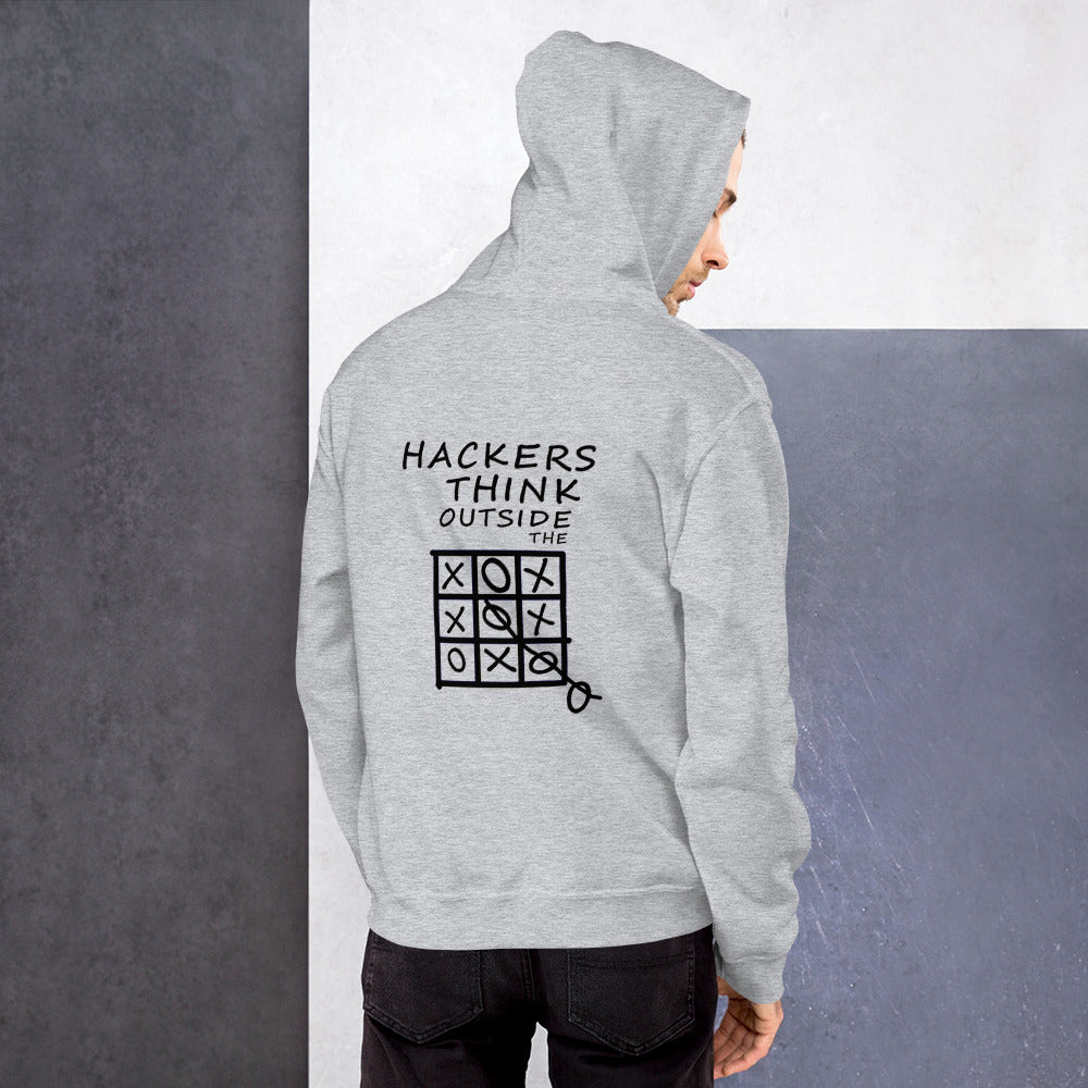 Hackers think outside the box - Unisex Hoodie (black text) by DarkByteGear