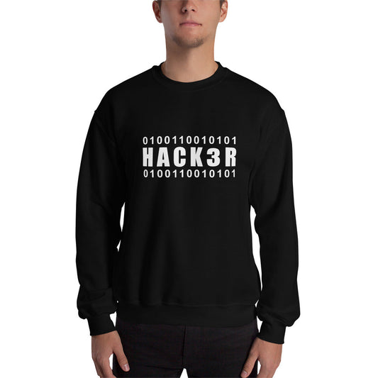 0100110010101 Hack3r - Sweatshirt (white text) by DarkByteGear