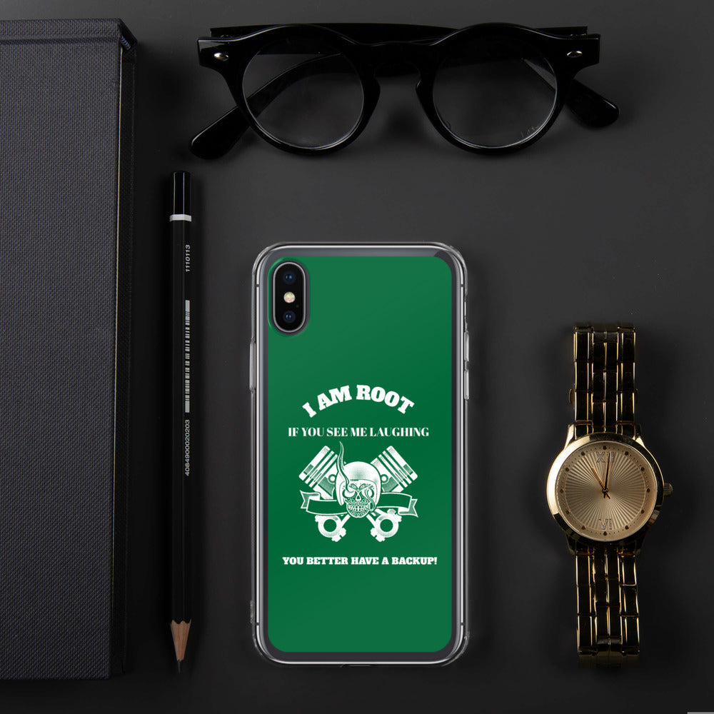 I Am Root If You See Me Laughing You Better Have A Backup - iPhone Case (green) by DarkByteGear