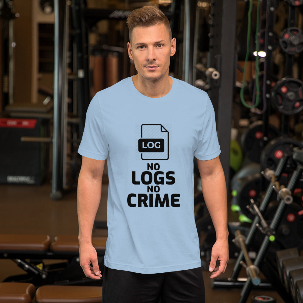 No logs no crime - Short-Sleeve Unisex T-Shirt (black text ) by DarkByteGear