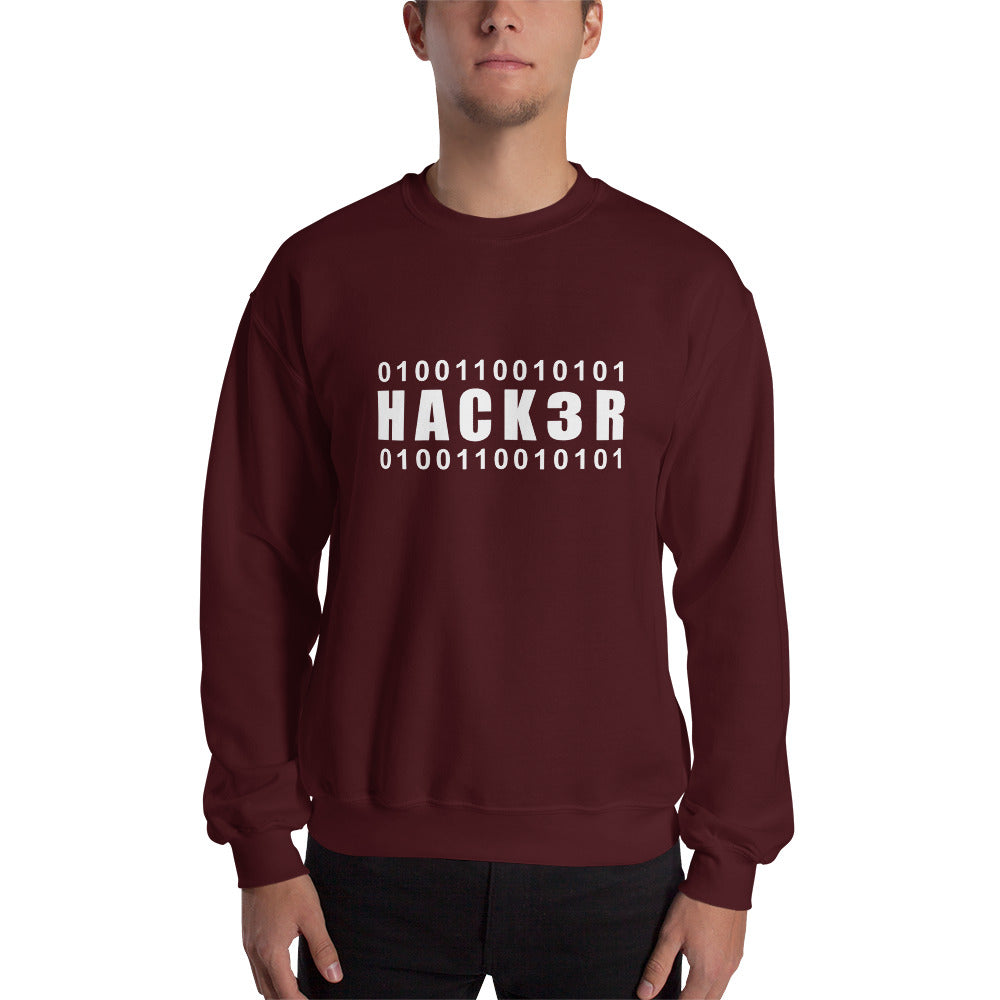 0100110010101 Hack3r - Sweatshirt (white text) by DarkByteGear