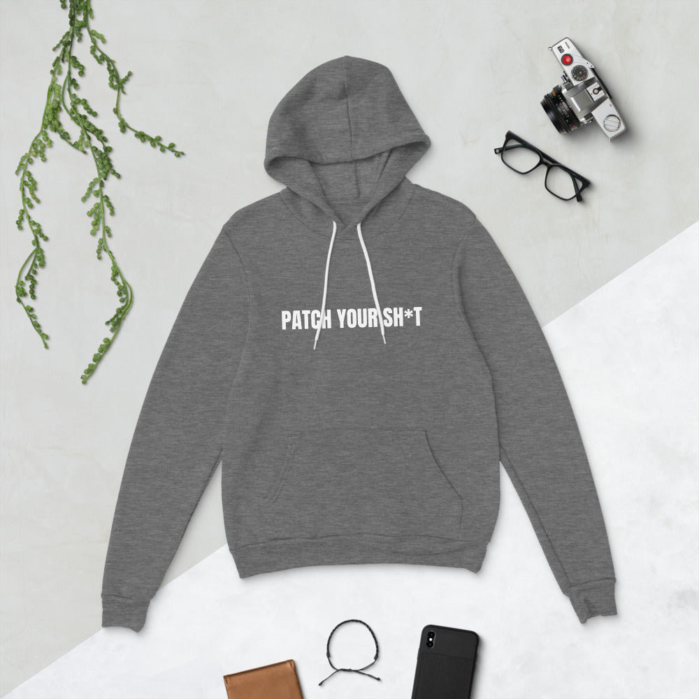 PATCH YOUR SH*T - Unisex hoodie (white text) by DarkByteGear