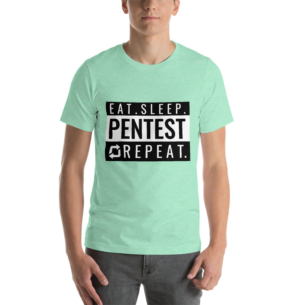 Eat sleep pentest repeat - Short-Sleeve Unisex T-Shirt (white) by DarkByteGear