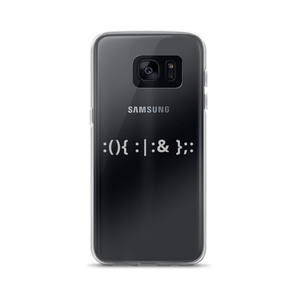 Linux Hackers - Bash Fork Bomb - White Text Samsung Case by DarkByteGear