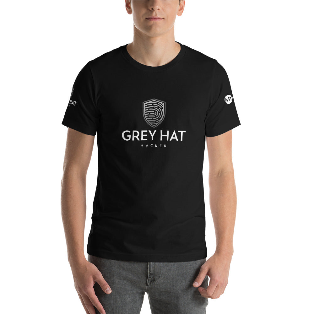 Grey Hat Hacker - Short-Sleeve Unisex T-Shirt by DarkByteGear