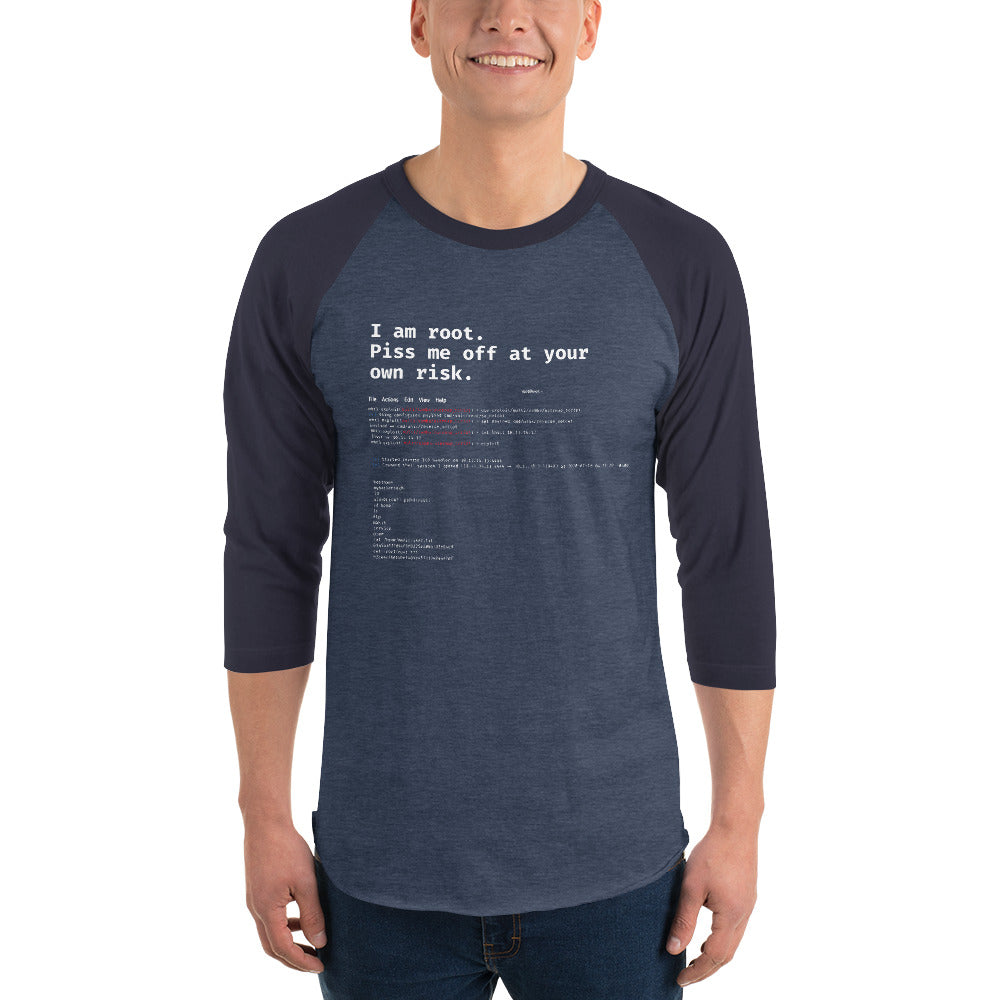 I am root. Piss me off at your own risk - 3/4 sleeve raglan shirt by DarkByteGear