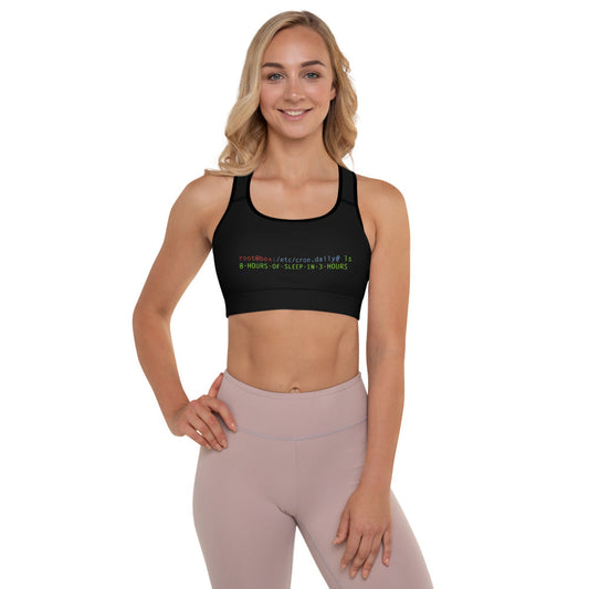 8 hours of sleep in 3 hours - Padded Sports Bra by DarkByteGear